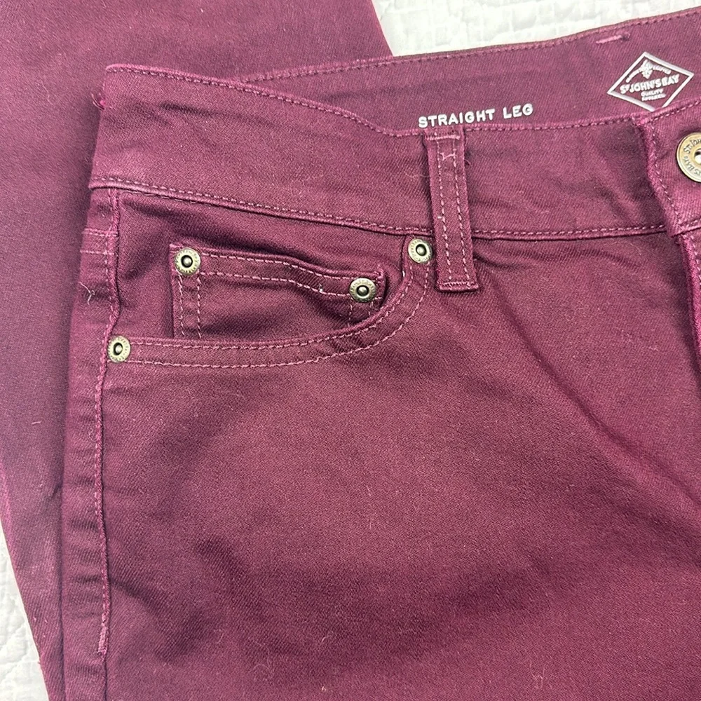 St John’s Bay straight leg Jean burgundy wine Size 10 petite - Picture 4 of 16